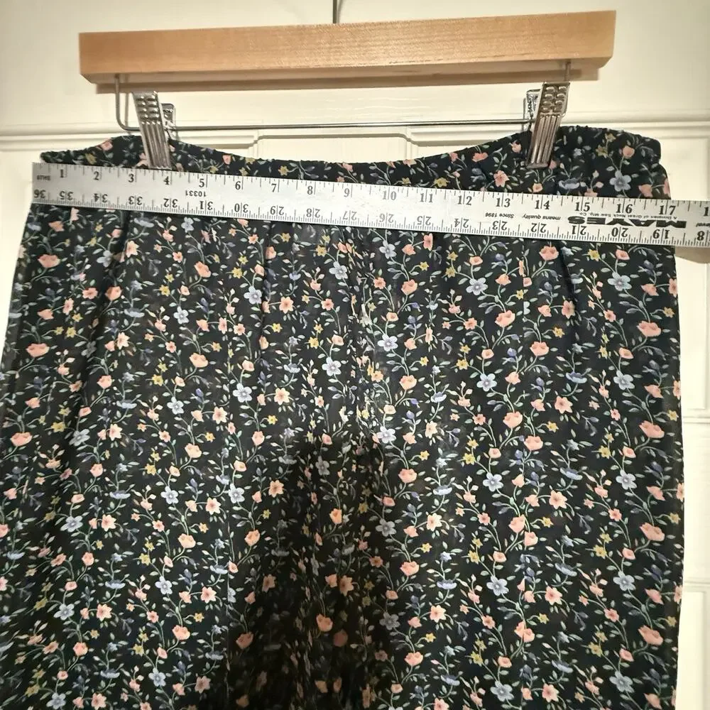 Vtg Y2k SemiSheer Ditsy Floral Festival SZE LARGE Cropped Pants Cottage Coquette
